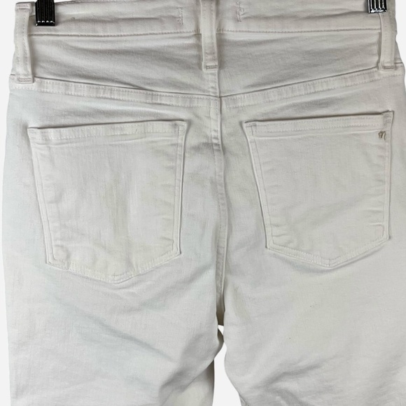 Madewell 10” High Rise Skinny Jeans 26 White Crop Raw Hem Button Front - Picture 7 of 16